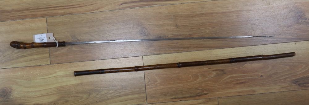 A bamboo sword stick, c.1900, length 89cm